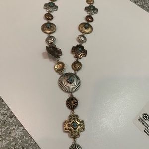Beautiful silver, bronze, and turquoise necklace